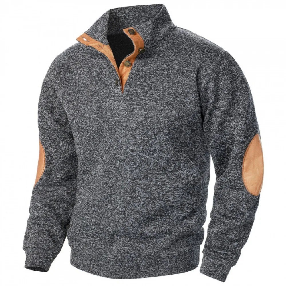 Autumn Winter Men’s Stand Collar Long Sleeve Casual Knitted Pullover Sweater Top