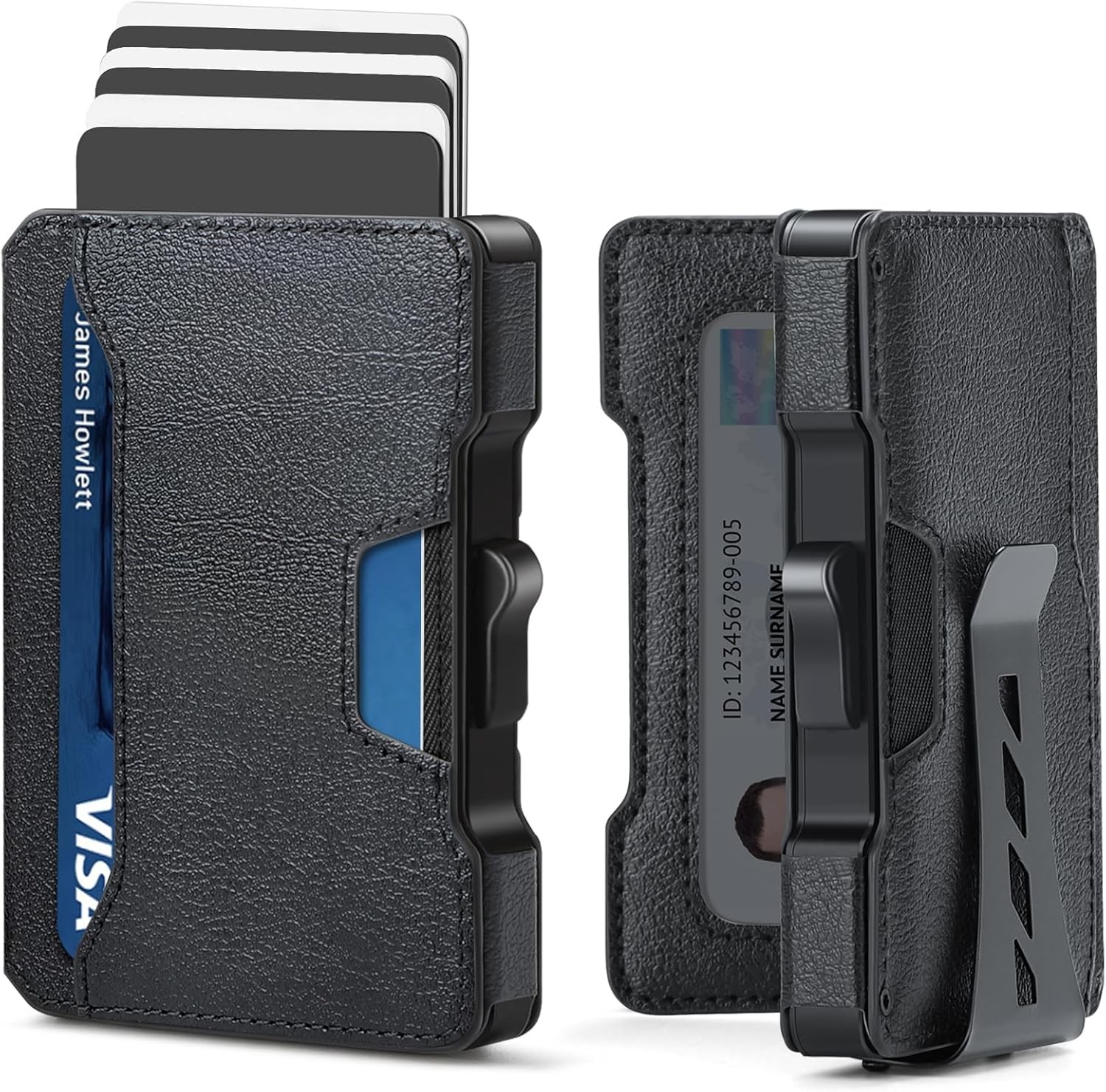 Mens Wallet Minimalist Wallet for Men with Money Clip Slim Pop Up Card Holder