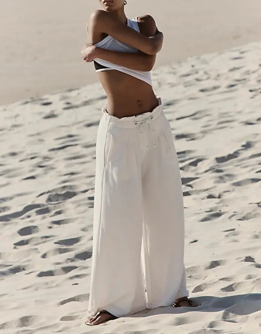 NEW Free People Full Court Wide Leg Pants Large FP Movement Ivory Sweatpants