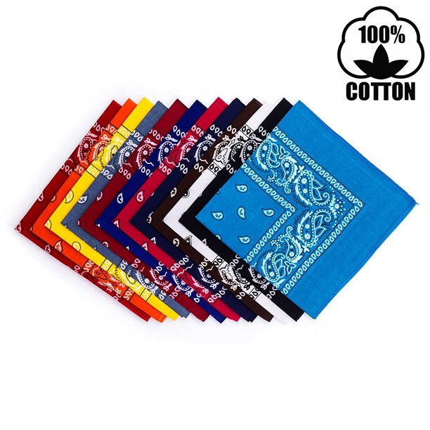 Lot Of 1 Dozen Paisley Print Scarf Bandana 100% Cotton Multi Colors 22 x 22