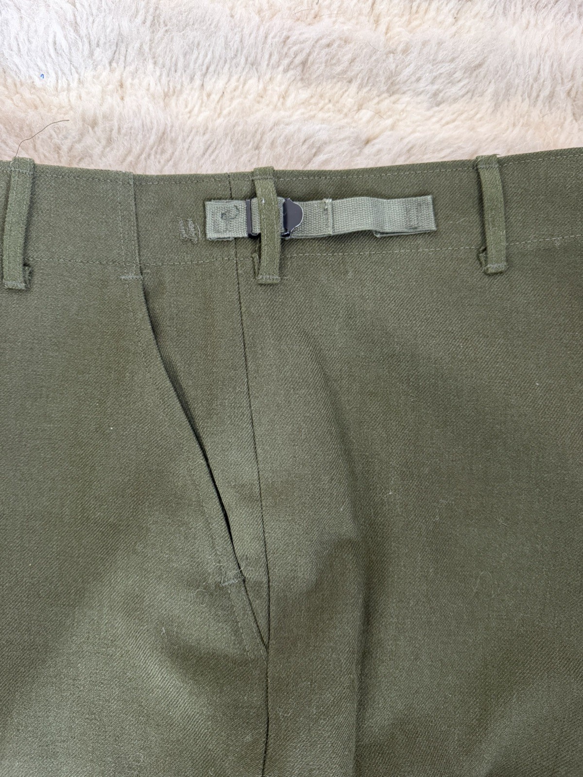 RARE True Vintage Korean War Olive Military Trousers 31-35in Adjustable 50s Pant