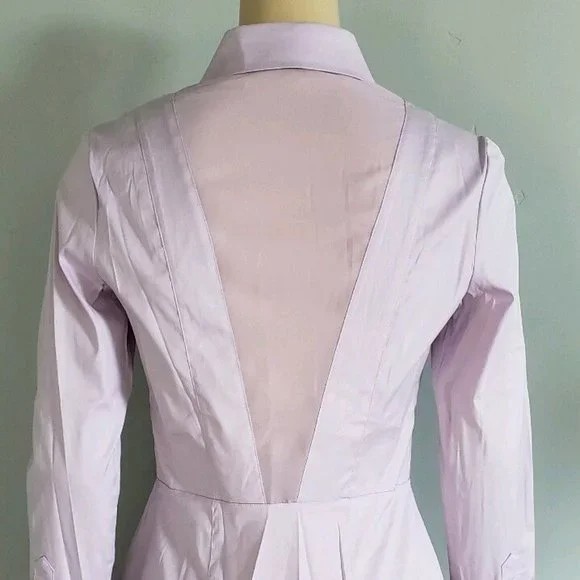 Bebe Lilac Purple Poplin Peplum Structured Long Sleeve Blouse Shirt Small NWT