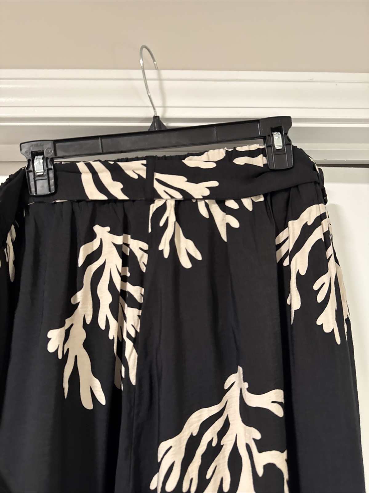 Ava & Viv Black White Coral Print Wide Leg Pants Choose Size