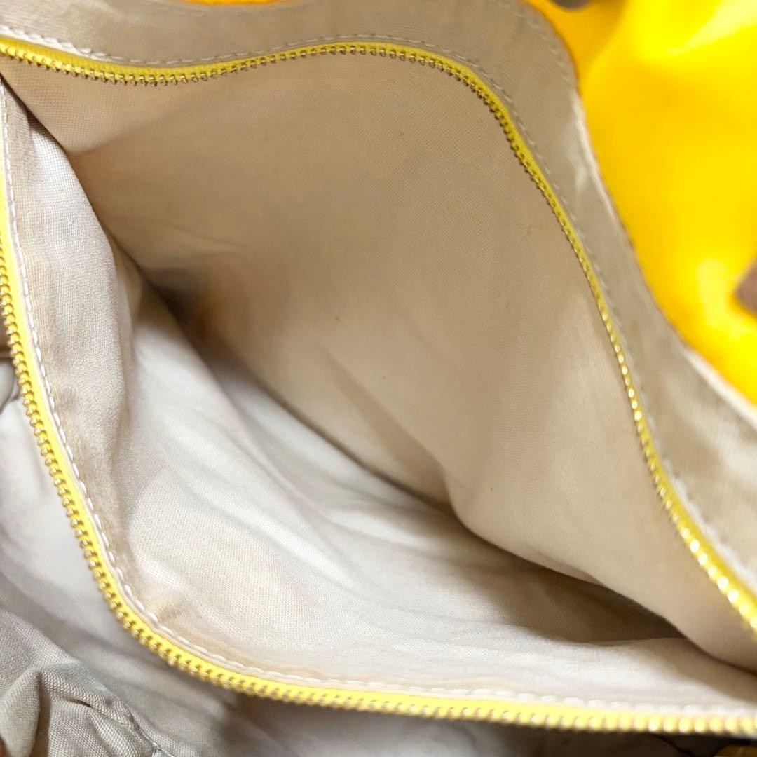 Tory Burch Ella Large Capacity Logo Embossed Tote Bag Yellow Canvas