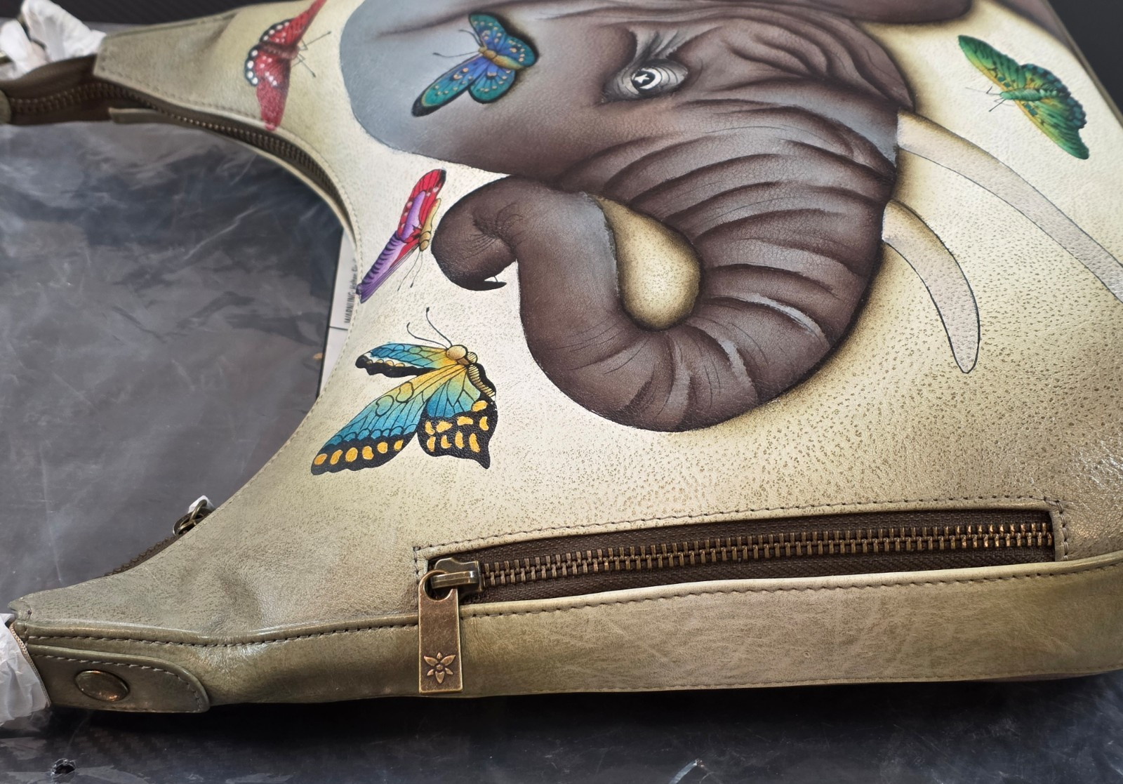 Anuschka Gentle Giant Convertible Slim Hobo With Crossbody Strap Hand-Painted