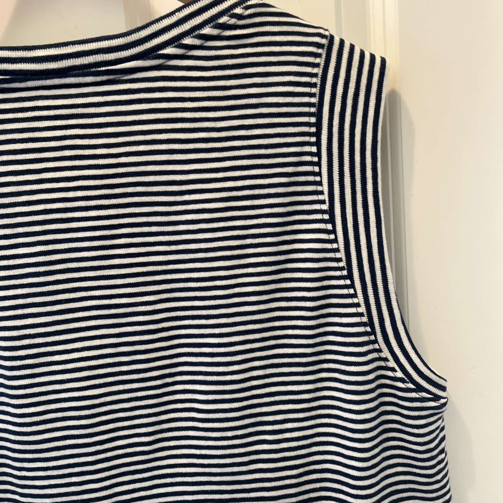 NWT Faherty Sz XXL Sunwashed Slub Muscle Tank Top Blue Stripe Organic Cotton