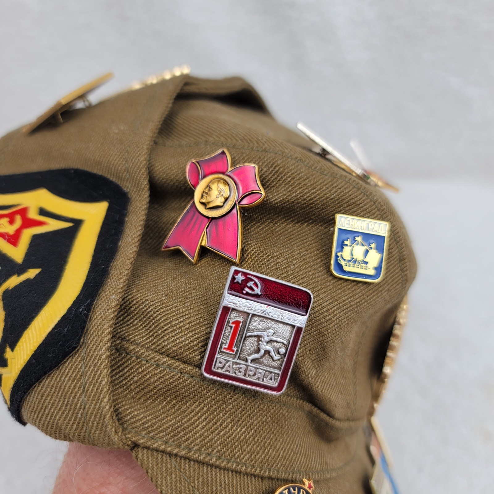 Soviet Army Pilotka Construction Battalion Afghanistan War Cockade Lenin Pins