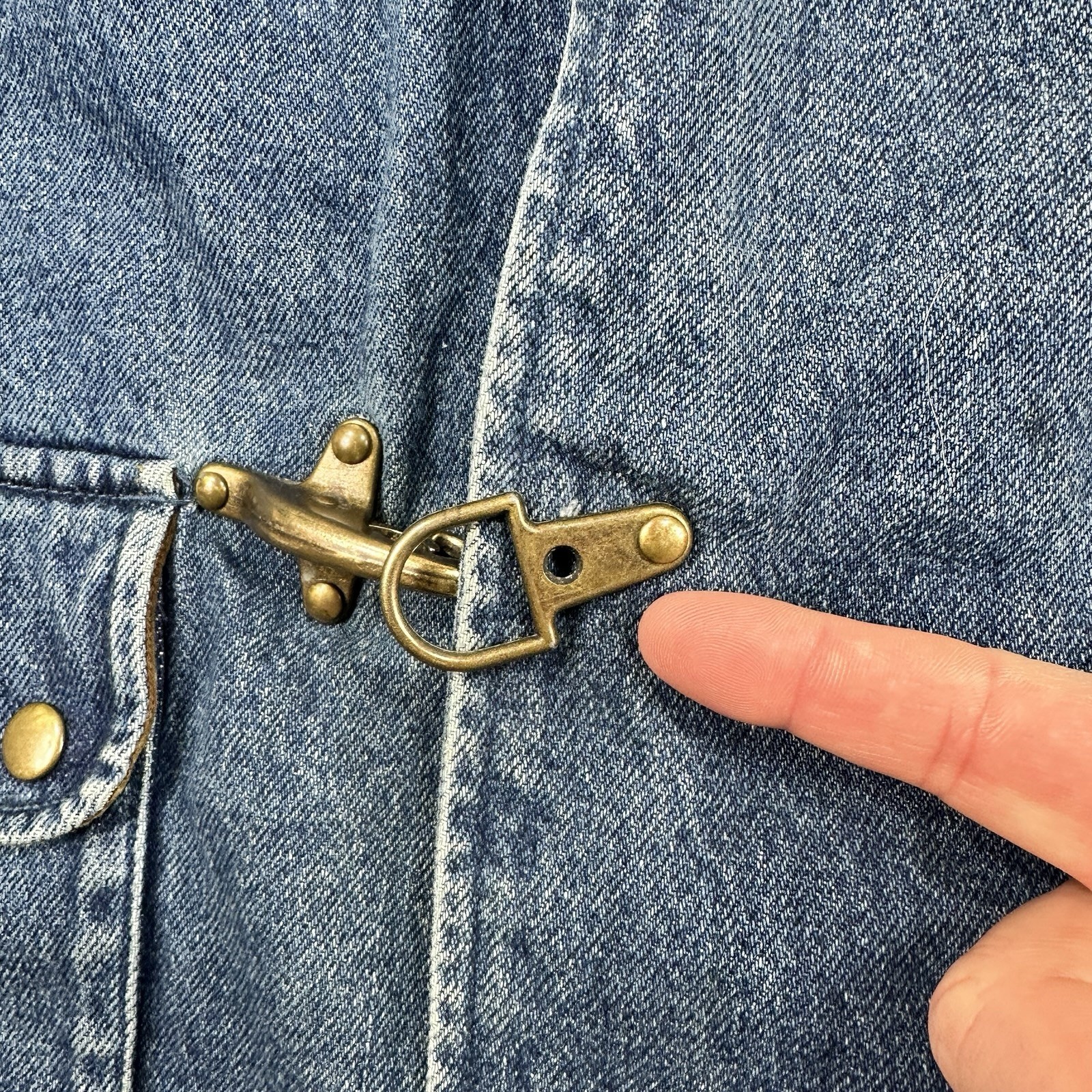 Vtg GAP Denim Jacket Oversized Fit Blue Fireman Lobster Clasp Outer Shell ONLY