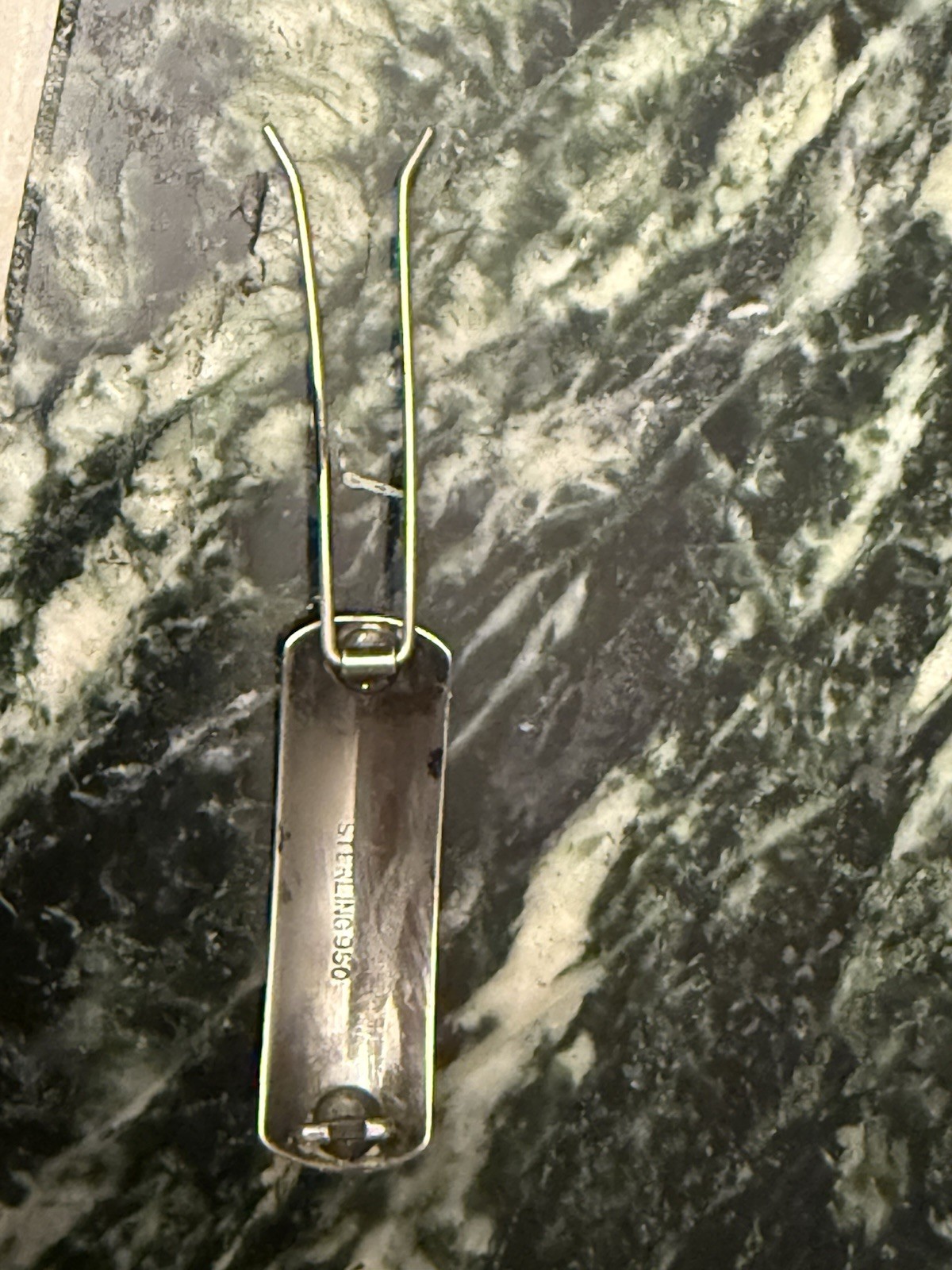 Vintage Sterling Silver 950 Rectangle Hairpin Clip Barrette Japanese Temple 2g