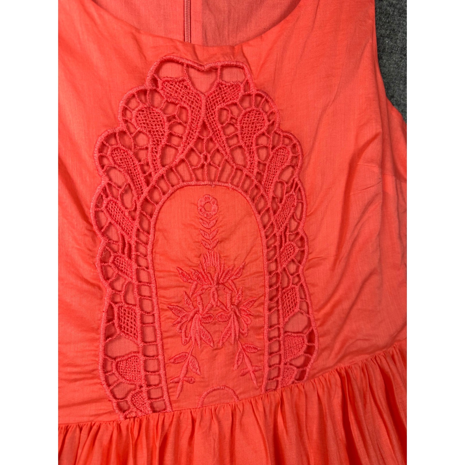 Old Navy Womens Boho Eyelet Crochet Fit and Flare Sun Dress Coral Size 8 Summer