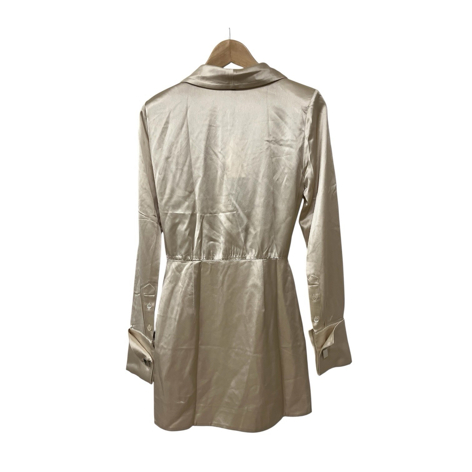NWT Retrofete Hailey Champagne Long Sleeve Silk Blend Minidress XS