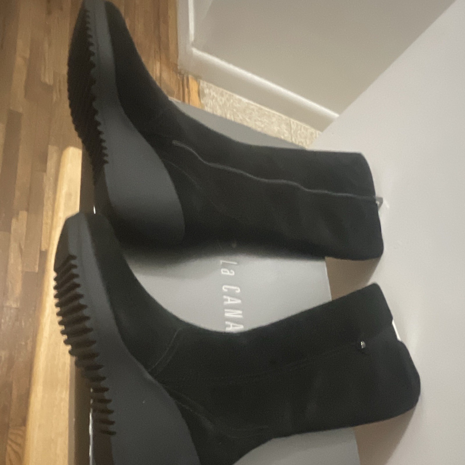 La Canadienne Grace Black Suede Knee High Zip Boots Waterproof US 7.5 EU 38