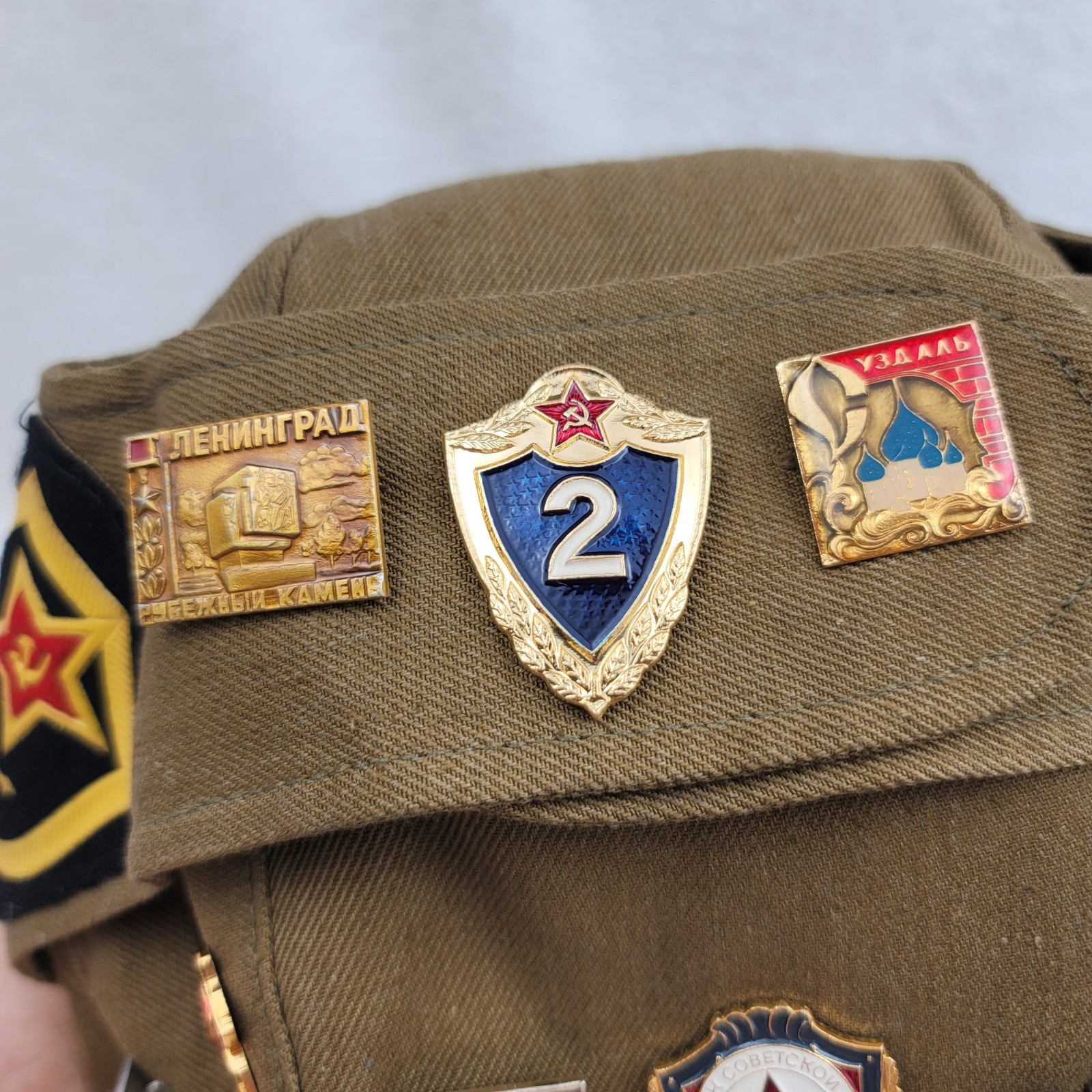 Soviet Army Pilotka Construction Battalion Afghanistan War Cockade Lenin Pins