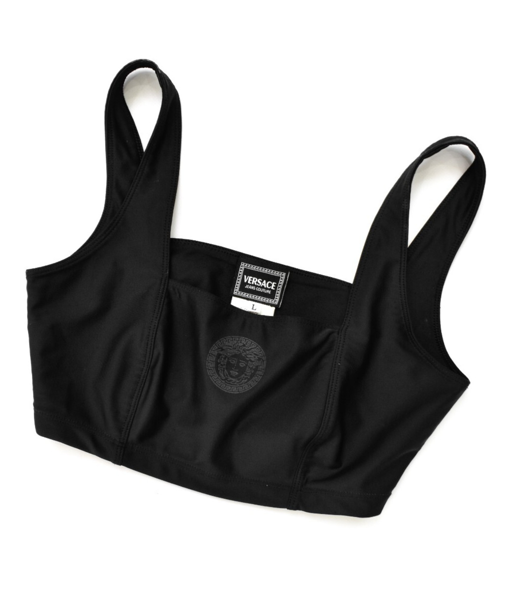 VERSACE JEANS COUTURE Vintage Women’s Black Nylon Top Medusa Head Size L