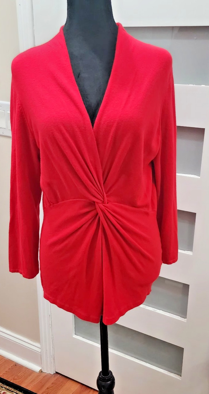 Windridge Red Rayon Nylon Spandex Knit Surplus Knot Top Bracelet Sleeve Sz LG