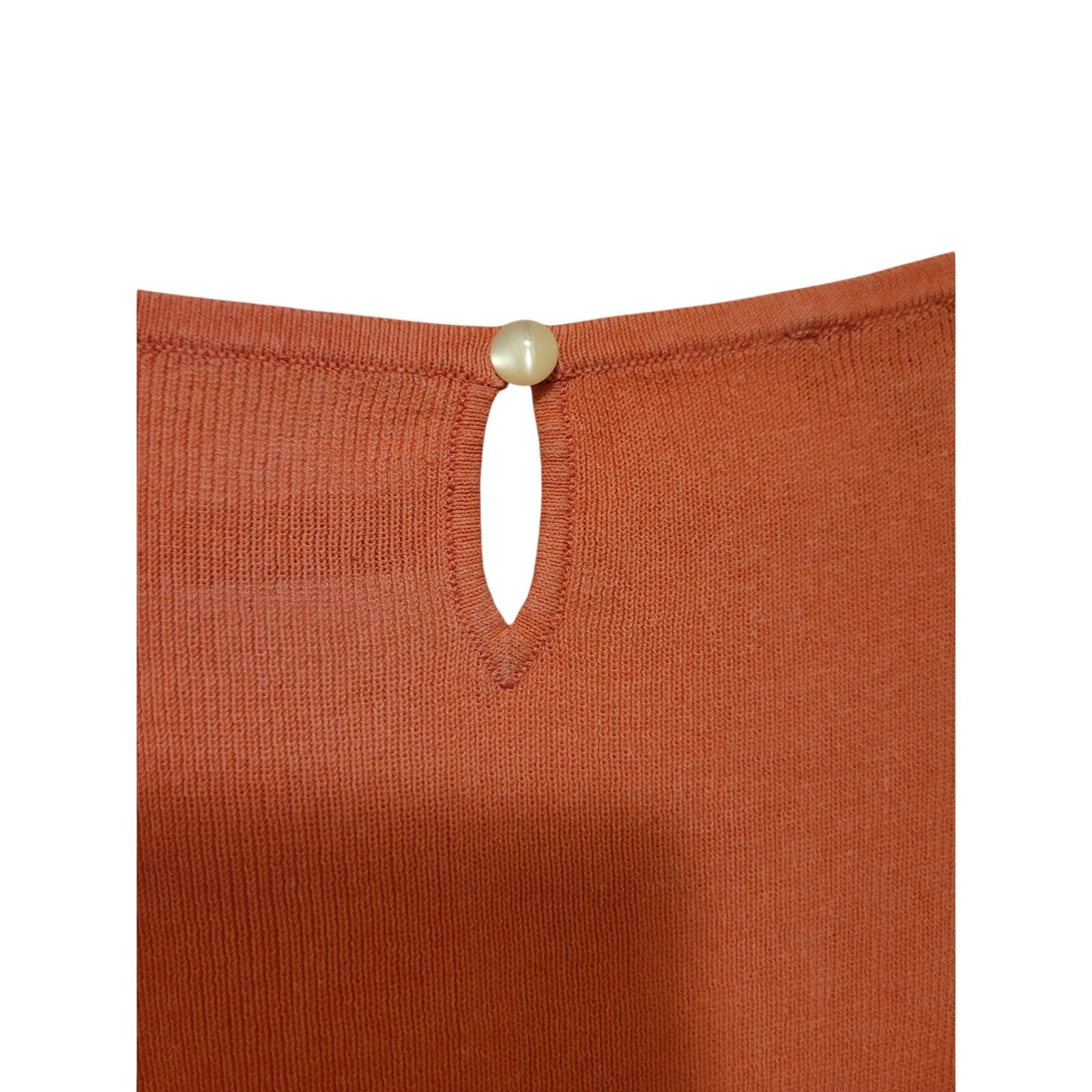 Talbots Womens XL Coral Orange Bell Sleeve Knit Top Cotton Rayon Keyhole Back