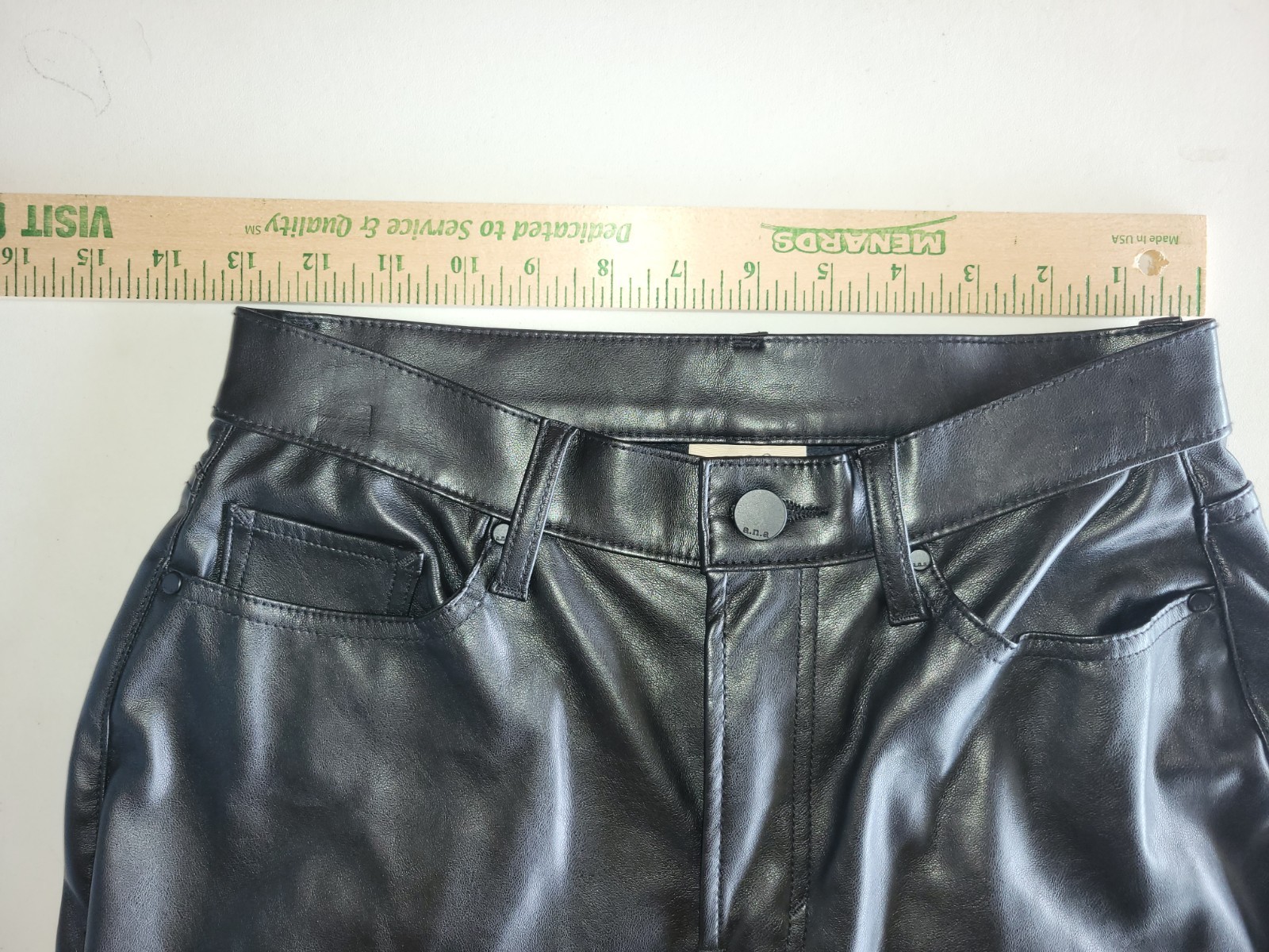 a.n.a Black Imitation Leather, Wide Leg Pants, Size 2, 5 Pocket – Women’s