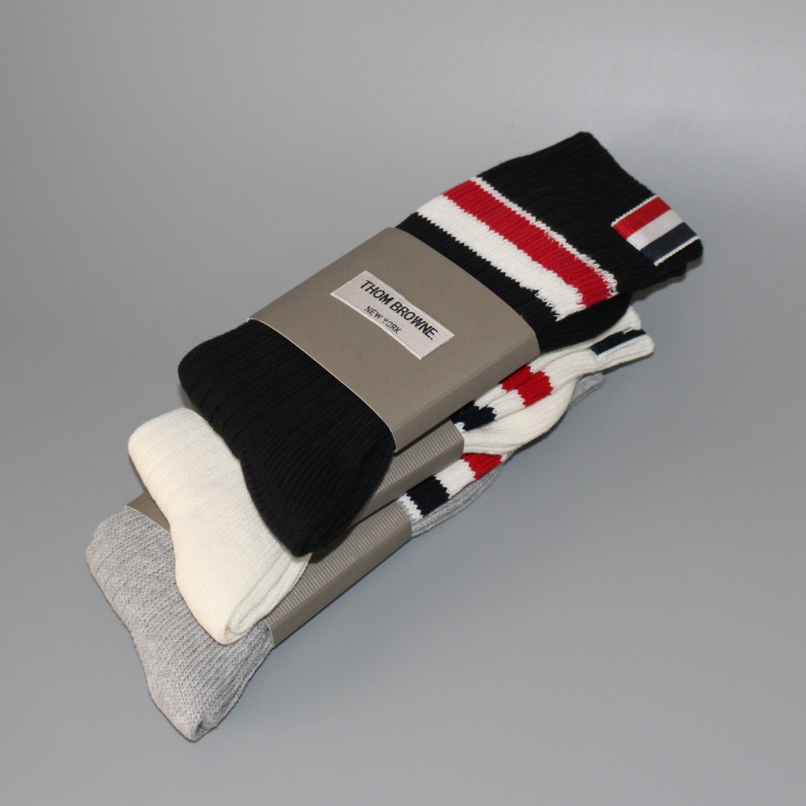 Thom Browne Autumn Winter Mid Calf Socks Cotton Knit Stripe Size O/S Three style