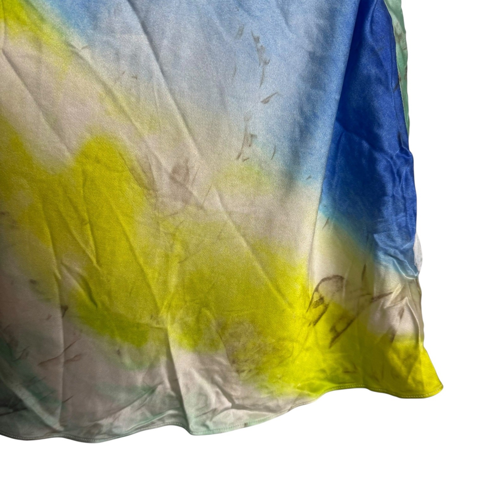 Retrofete Rylynn Multicolor Tie Dye Print Cowl Neck Silk Slip Mini Dress Size M