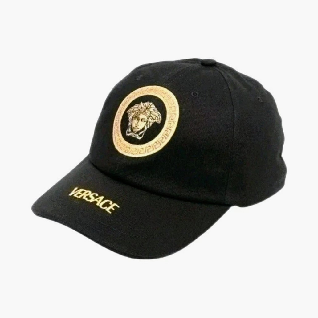 Versace Black/Gold Medusa Logo Embroidered Baseball Cap Hat Men One Size
