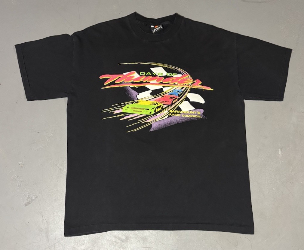 Vintage 90s Days Of Thunder Kings Dominion Paramount NASCAR Black t Shirt