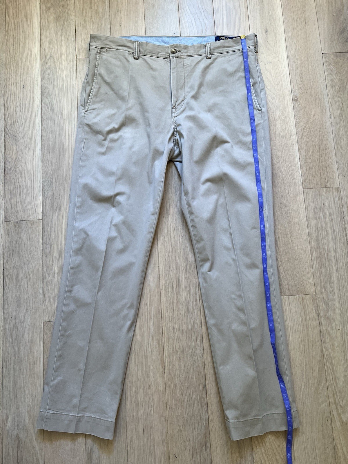 Ralph Lauren Khaki The Polo Chino Stretch Straight Pleated 36/32