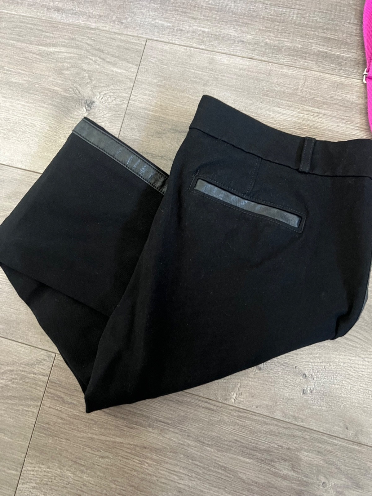 Banana Republic Women’s Sloan Black Slim Ankle Pants Leather Trim Size 8
