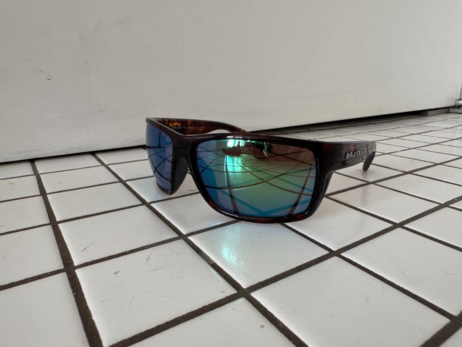 Bajio Sunglasses Bales Brown tortoise with Polarized Green Mirror lenses