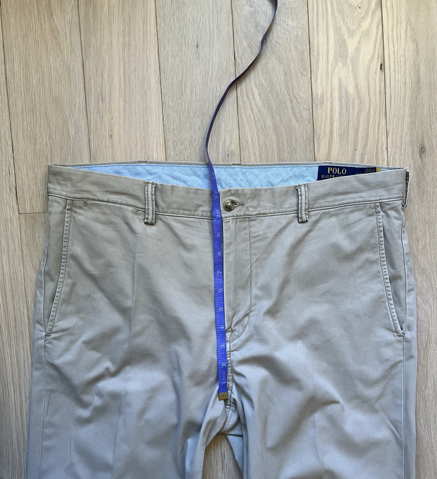 Ralph Lauren Khaki The Polo Chino Stretch Straight Pleated 36/32