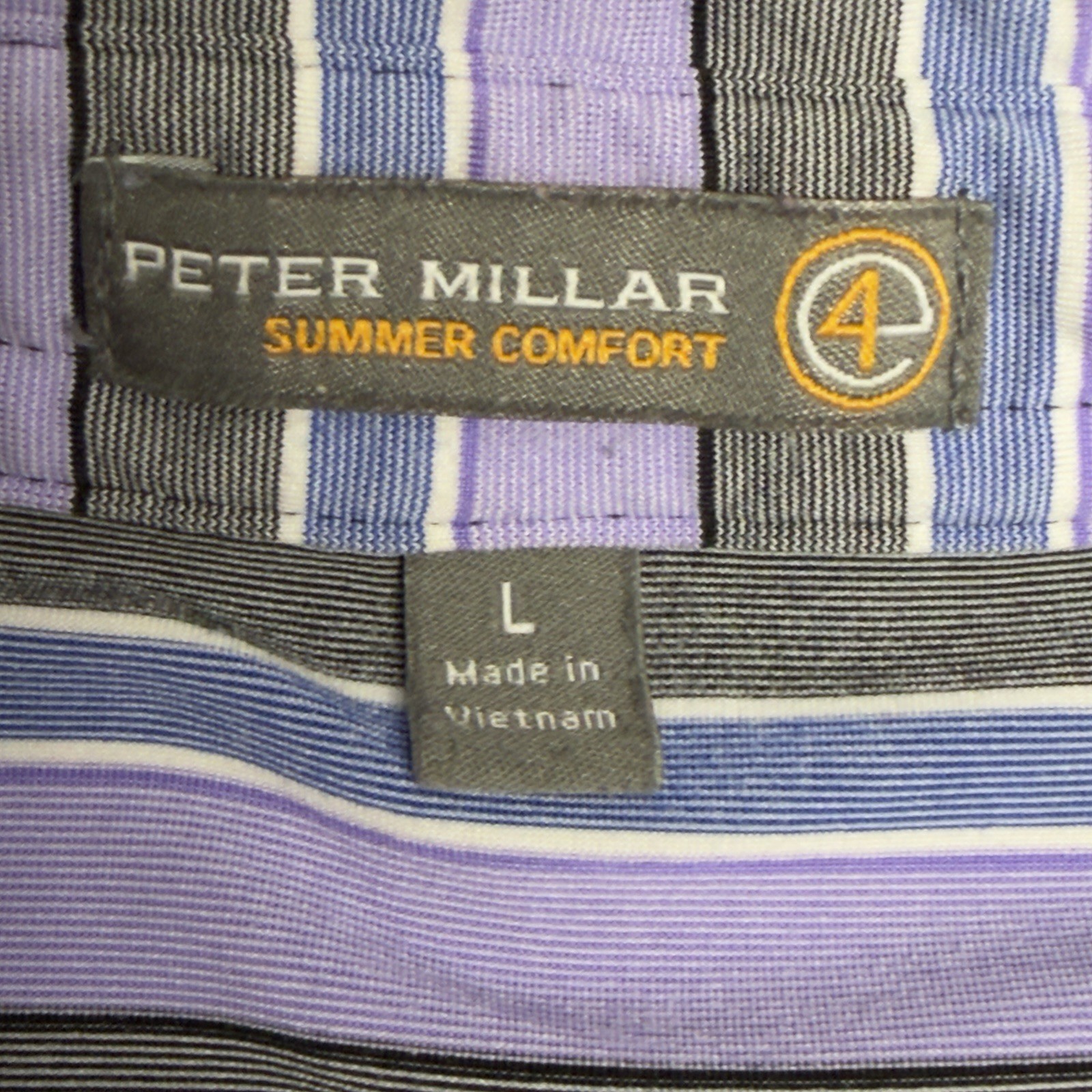 Peter Millar Men’s Purple Striped Summer Comfort Large L Golf Active Performance
