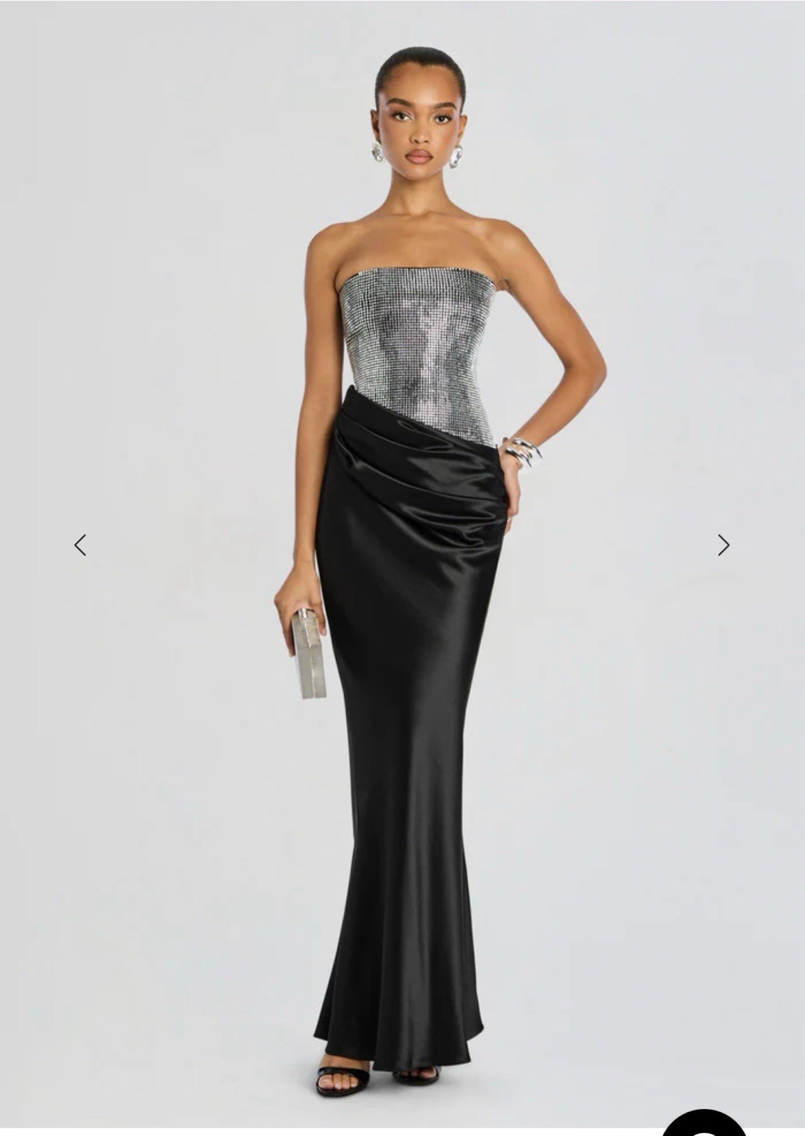 Retrofete Alexandra Strapless Formal Gown Dress Black Small Crystal Embellished