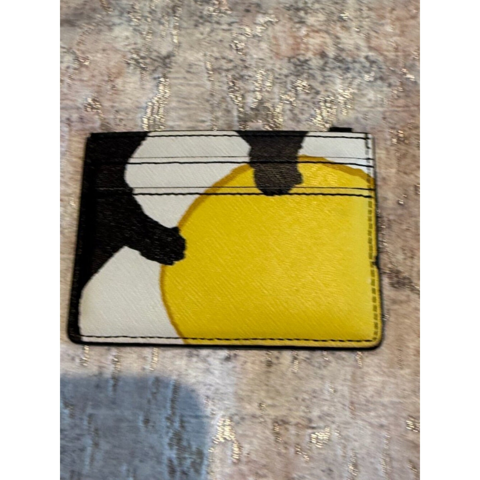 Marc Jacobs Snapshot Card Holder | Saffiano Leather | Abstract Print | Yellow Bl