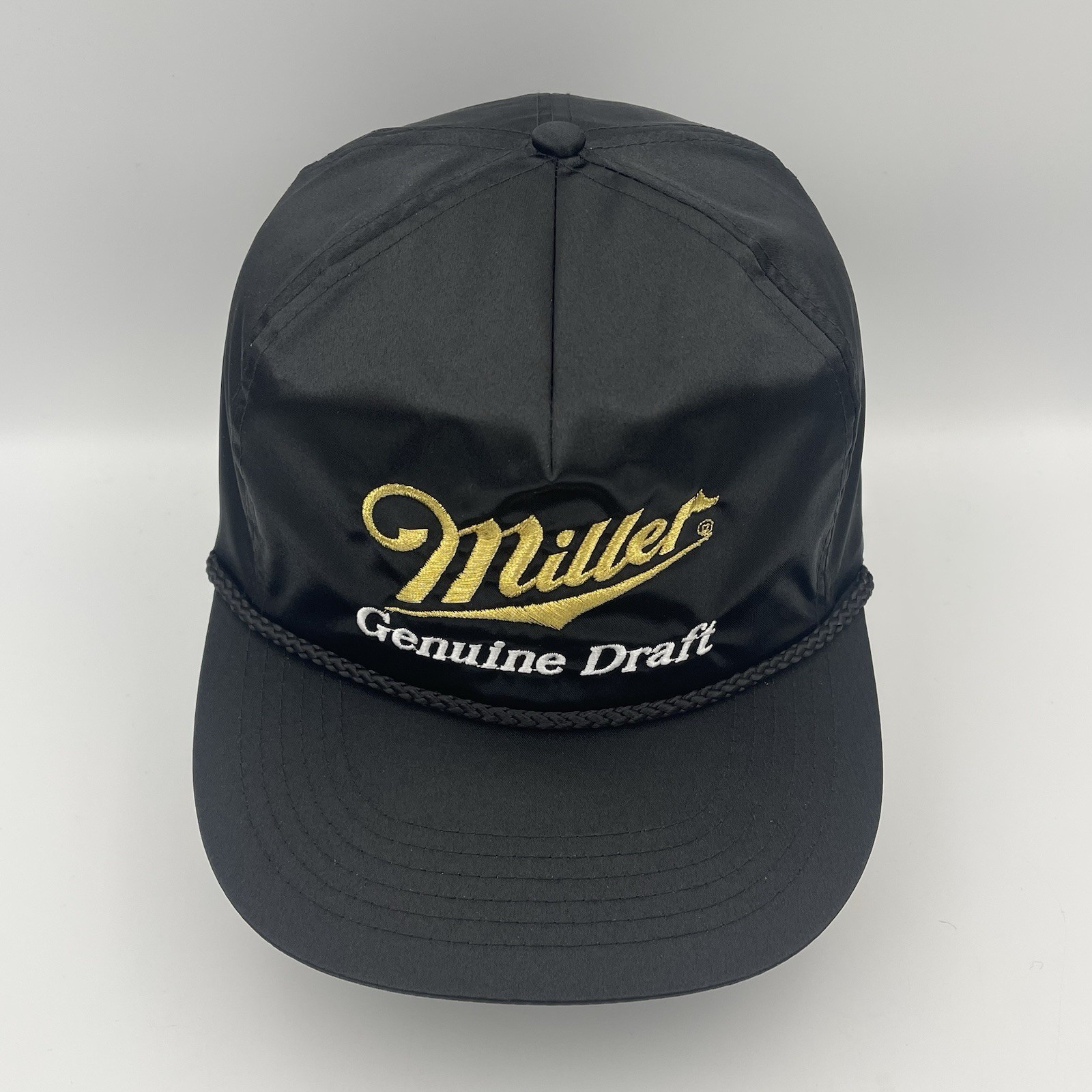 Vintage Miller Genuine Draft SATIN Snapback Hat Cap Rope Beer 90s NEW OLD STOCK