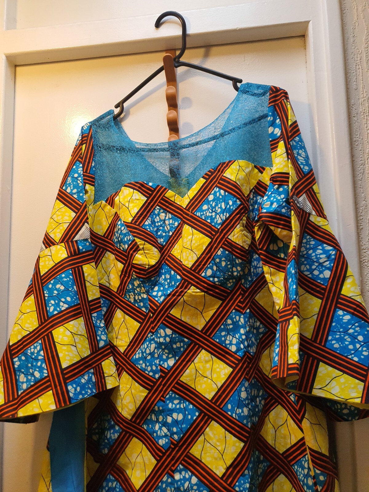Julius Wax Ankara Wrapper Dress with ribbon to tie at the back. UK Size 16/18.