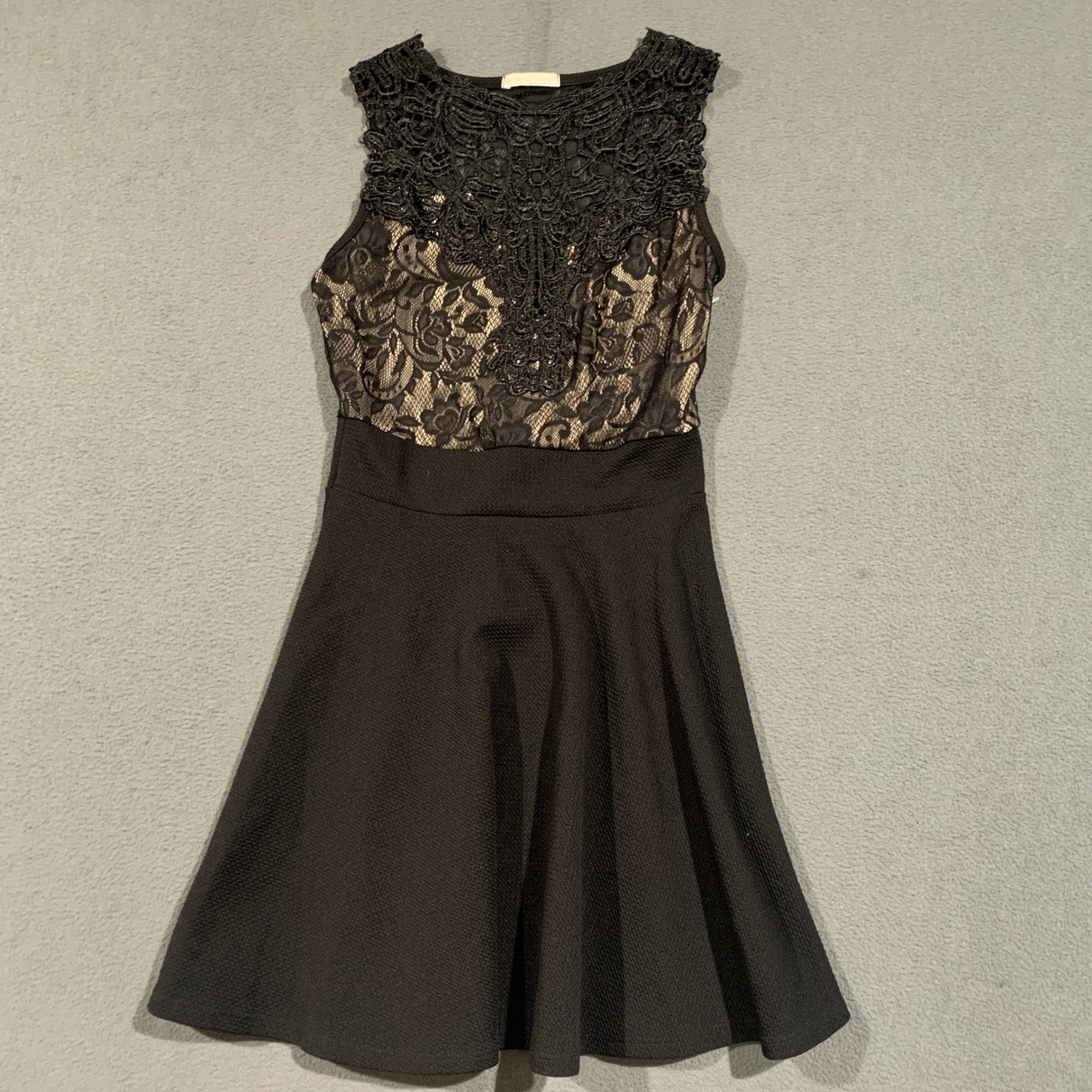Entry Dress Womens Small Black Lace Crochet Mini LBD Fit and Flare