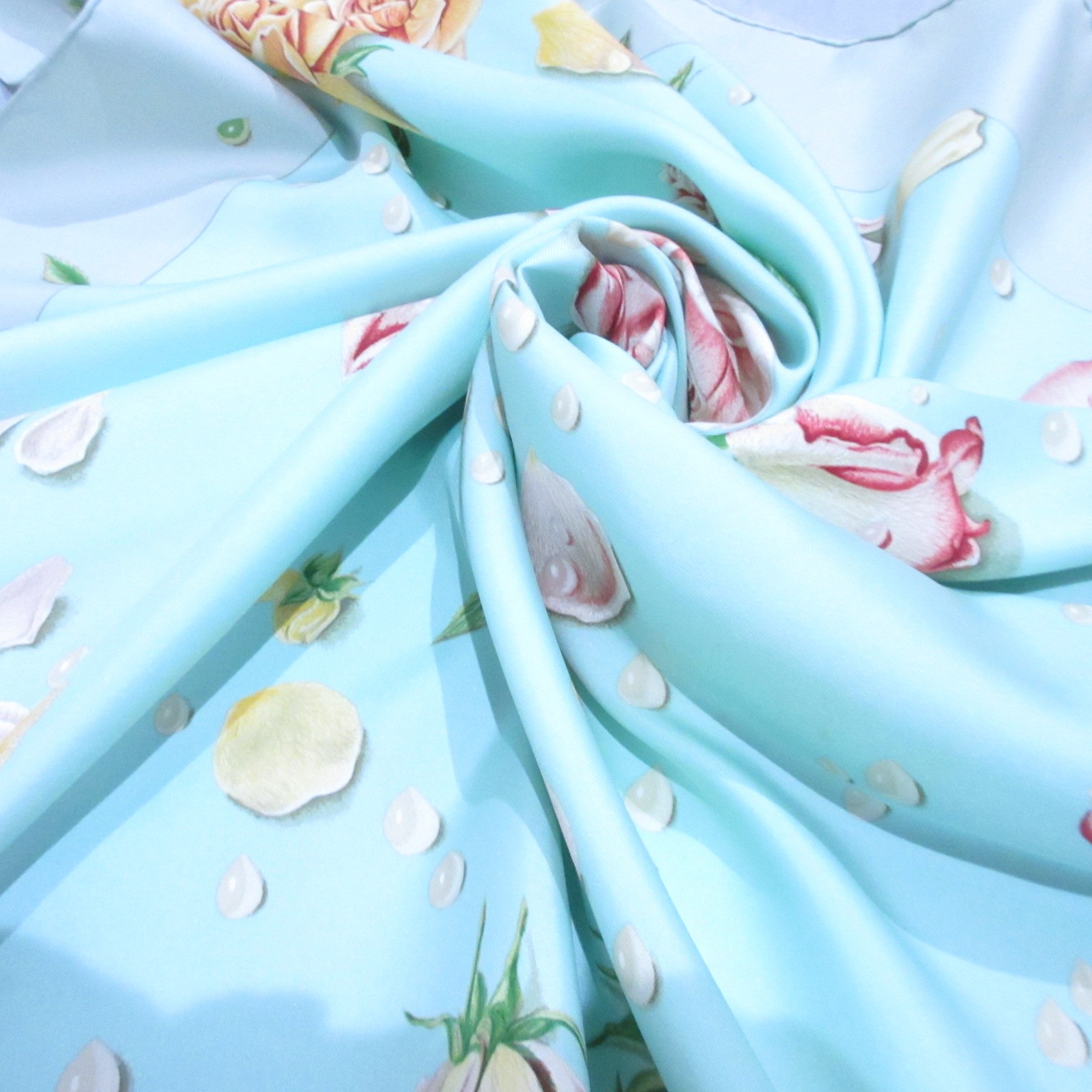 HERMES Carre 90 35 in LA ROSEE Rose Drop Anne Gavarni Silk Scarf VTG [Japan]