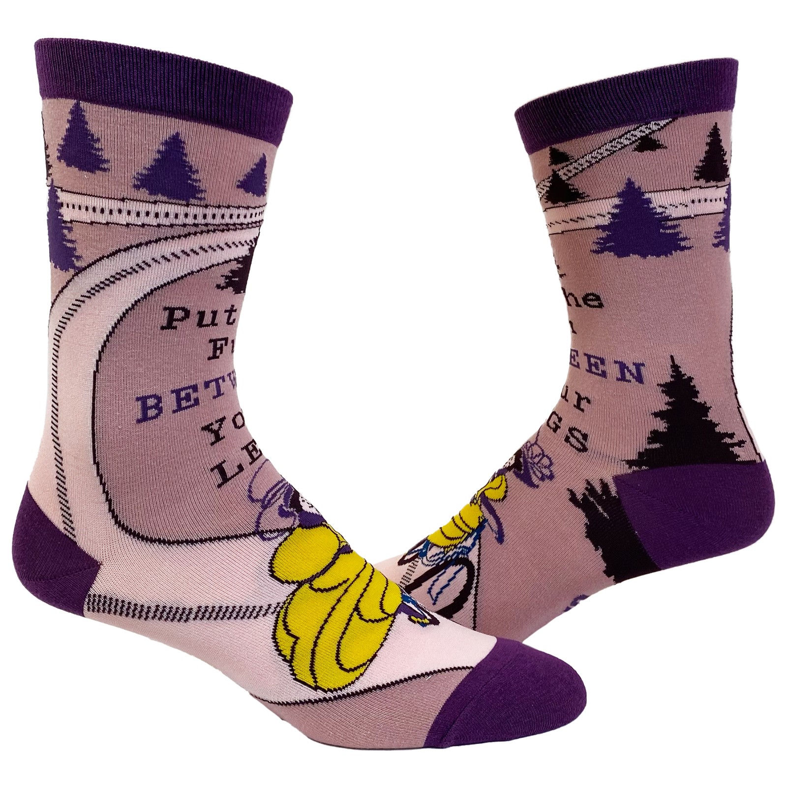 Women’s Put The Fun Between Your Logs Socks Funny Bicycle Biking Graphic Novelty