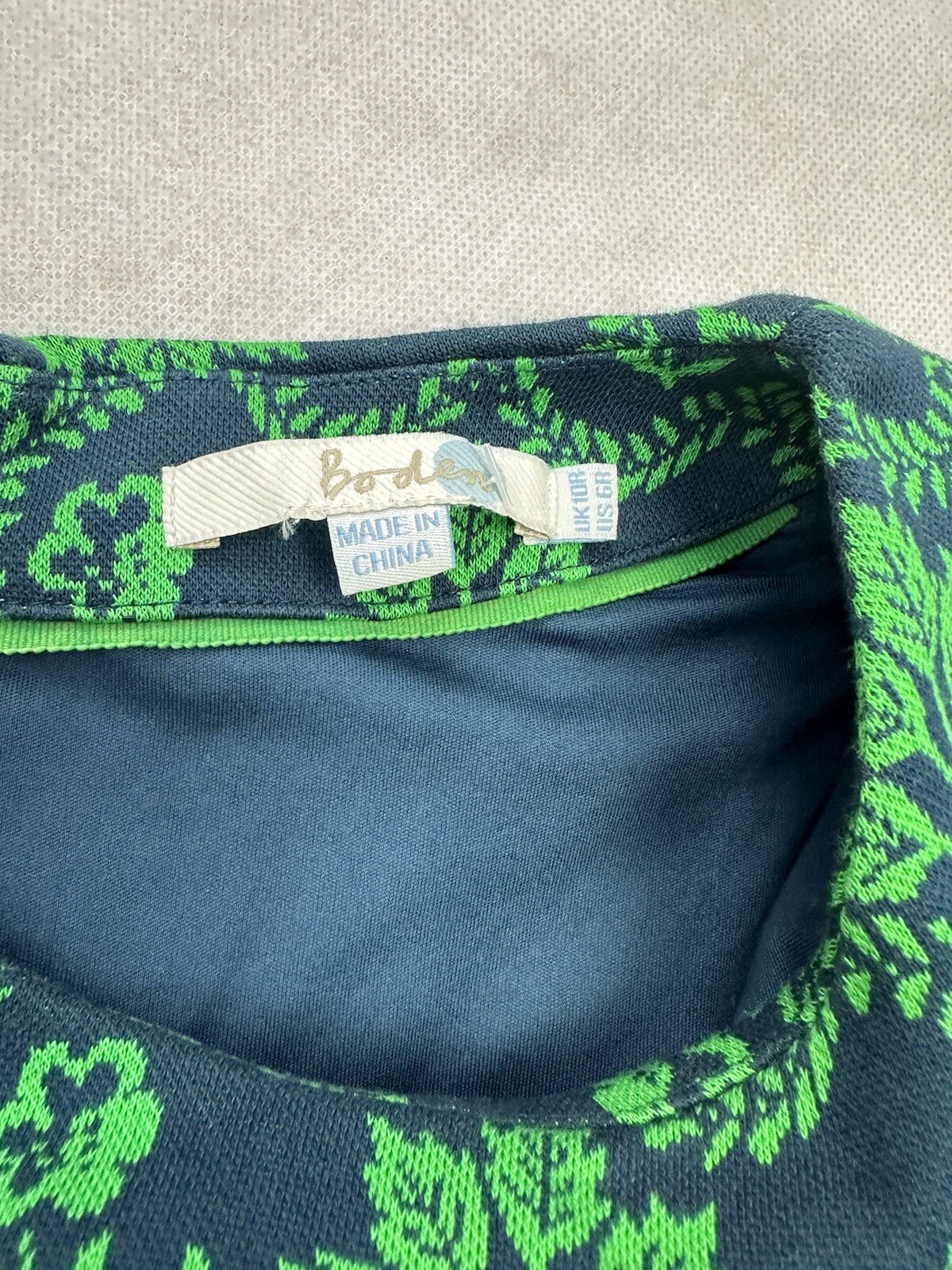 Size 10 Regular Boden Green Navy Tapestry Dress Jumper Casual Formal