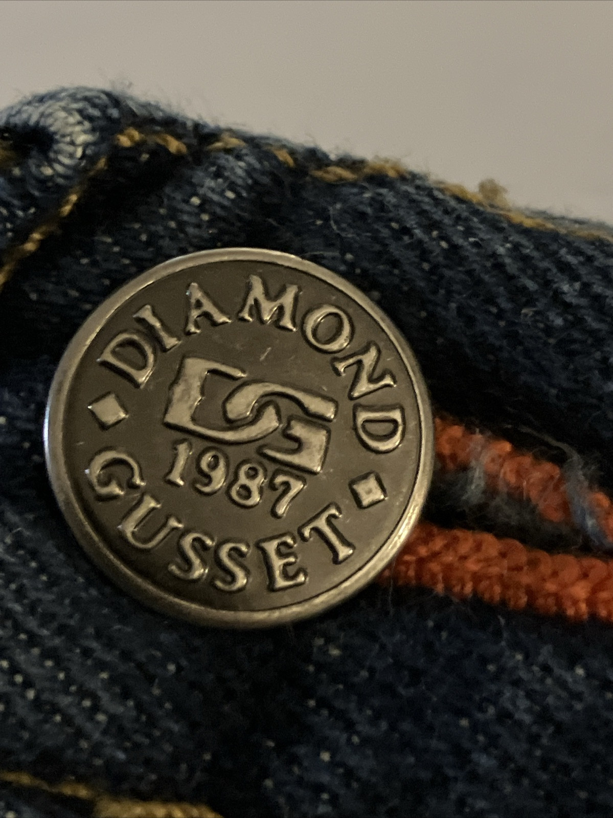 DIAMOND GUSSET Jeans Mens 36×27.5in Blue Denim Dungarees 🇺🇸Made in USA