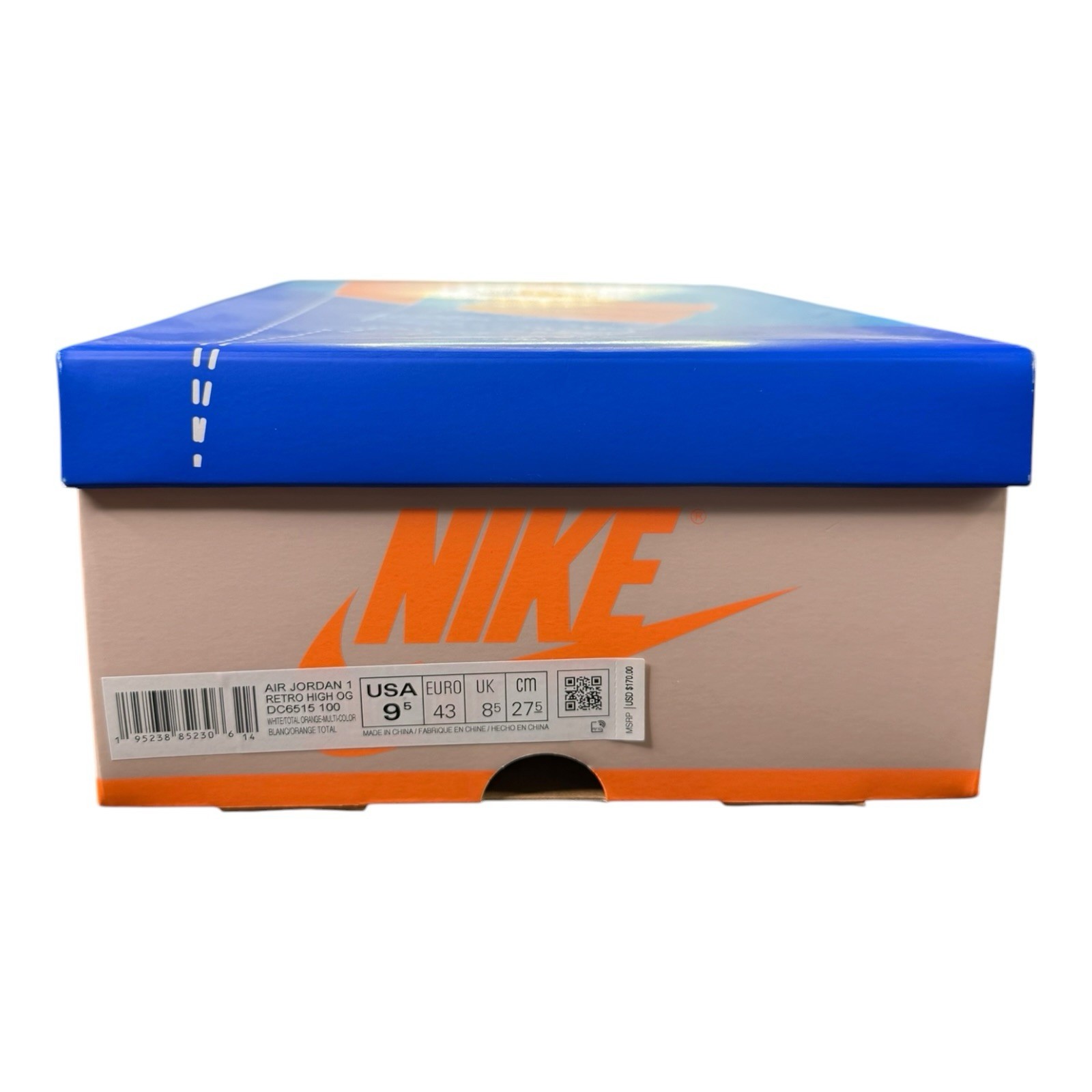 Size 8.5 – Air Jordan 1 Retro OG High Prototype White Total Orange Box Only!