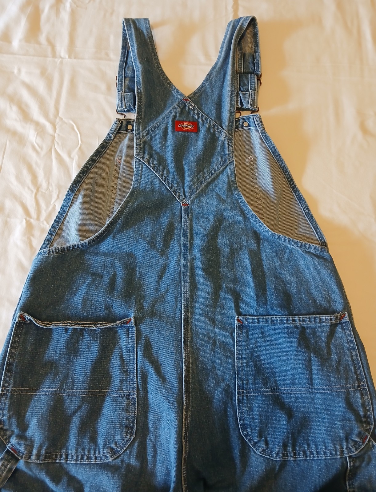 Dickies Overalls 34 X 30 Coveralls Bib Blue Cotton Denim Carpenter Farm Work EUC