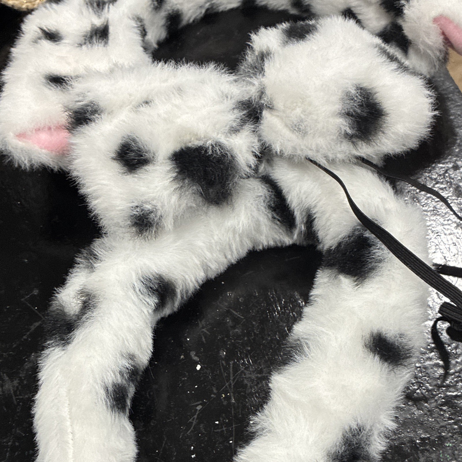Black & White Spotted Faux Fur Costume Animal Tail, One Size Kids Unisex