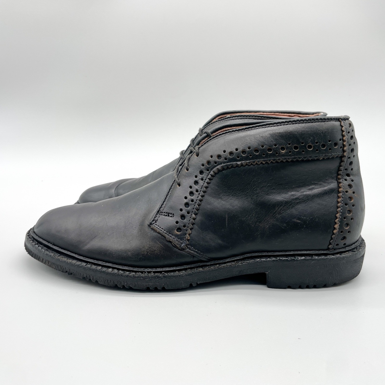 Allen Edmonds Mens 8 D Bellevue Chukka Boots Black Leather Brogue Casual Grunge