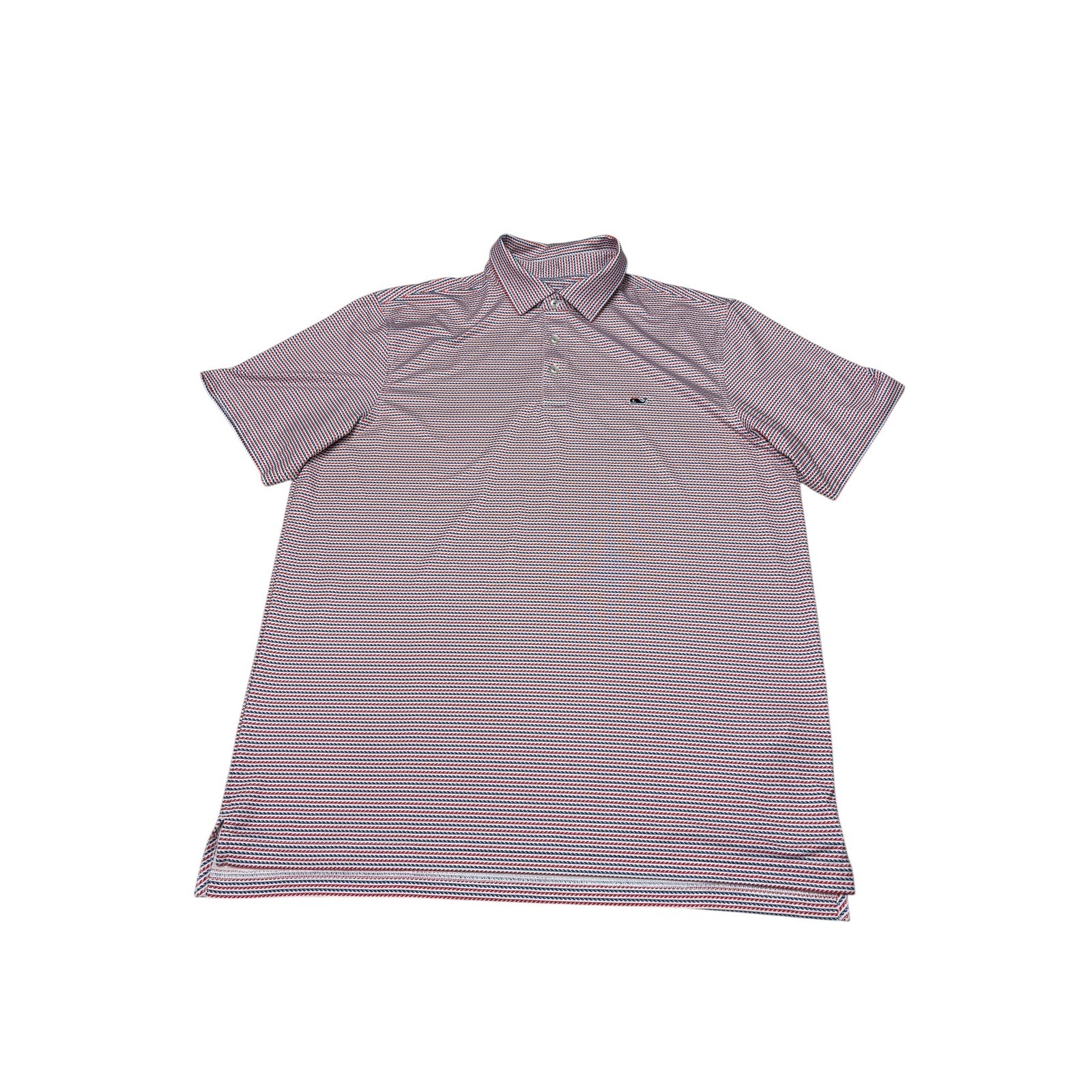 Vineyard Vines Mens Large On-The-Go Sankaty Polo Shirt Red White Blue Wave Print