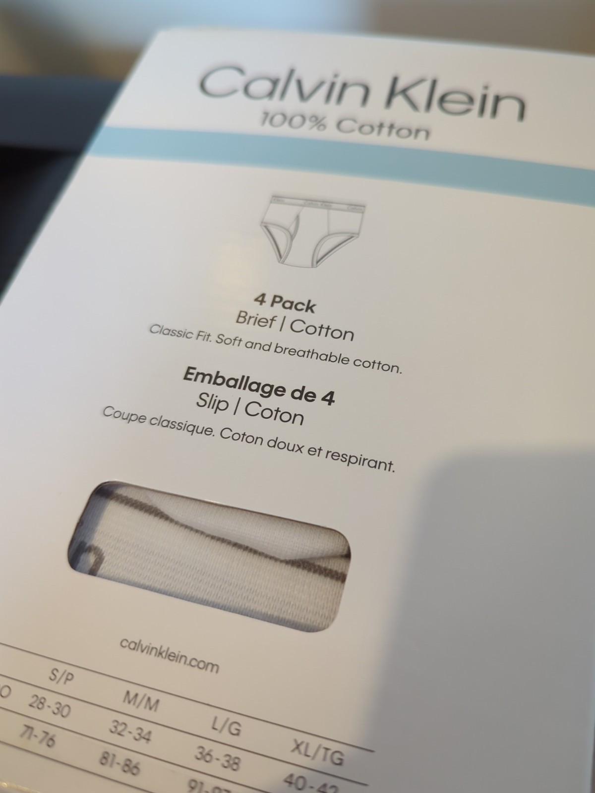 Calvin Klein 4 Pack Classic Fit 100% Cotton Briefs White