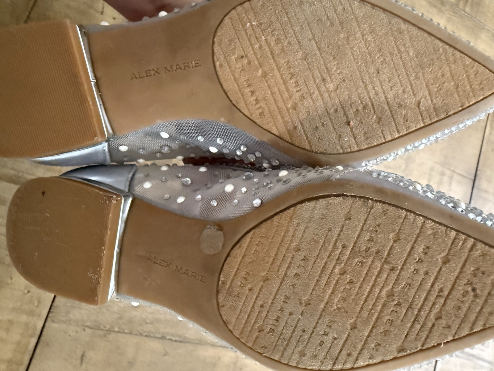 Alex Marie Elegant Flats W Silver Rhinestones And Pearl Details Sz 5.5