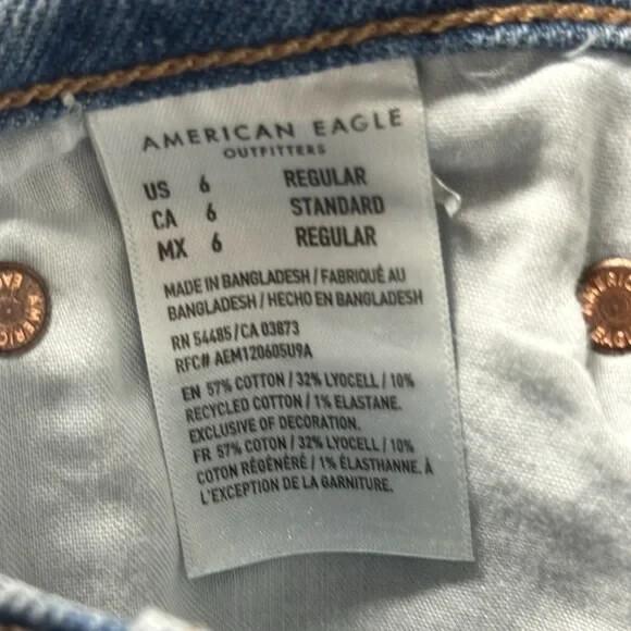 American Eagle Jeans Womens 6 Reg Blue Stretch ’90s Low Rise Skinny Kick Denim