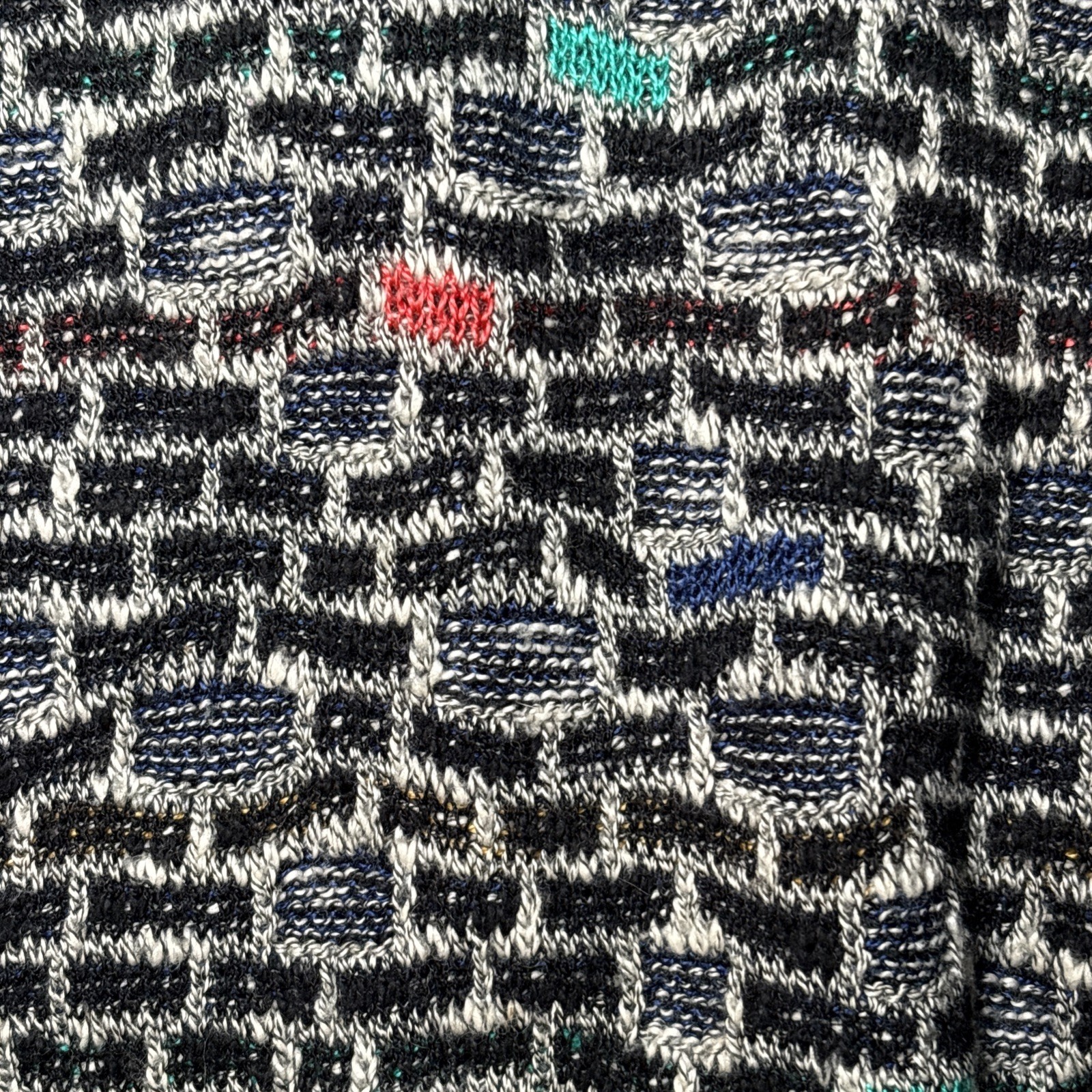 Mondo di Marco Sweater Mens Large Black Brick Colorful Knit Made Italy Vintage