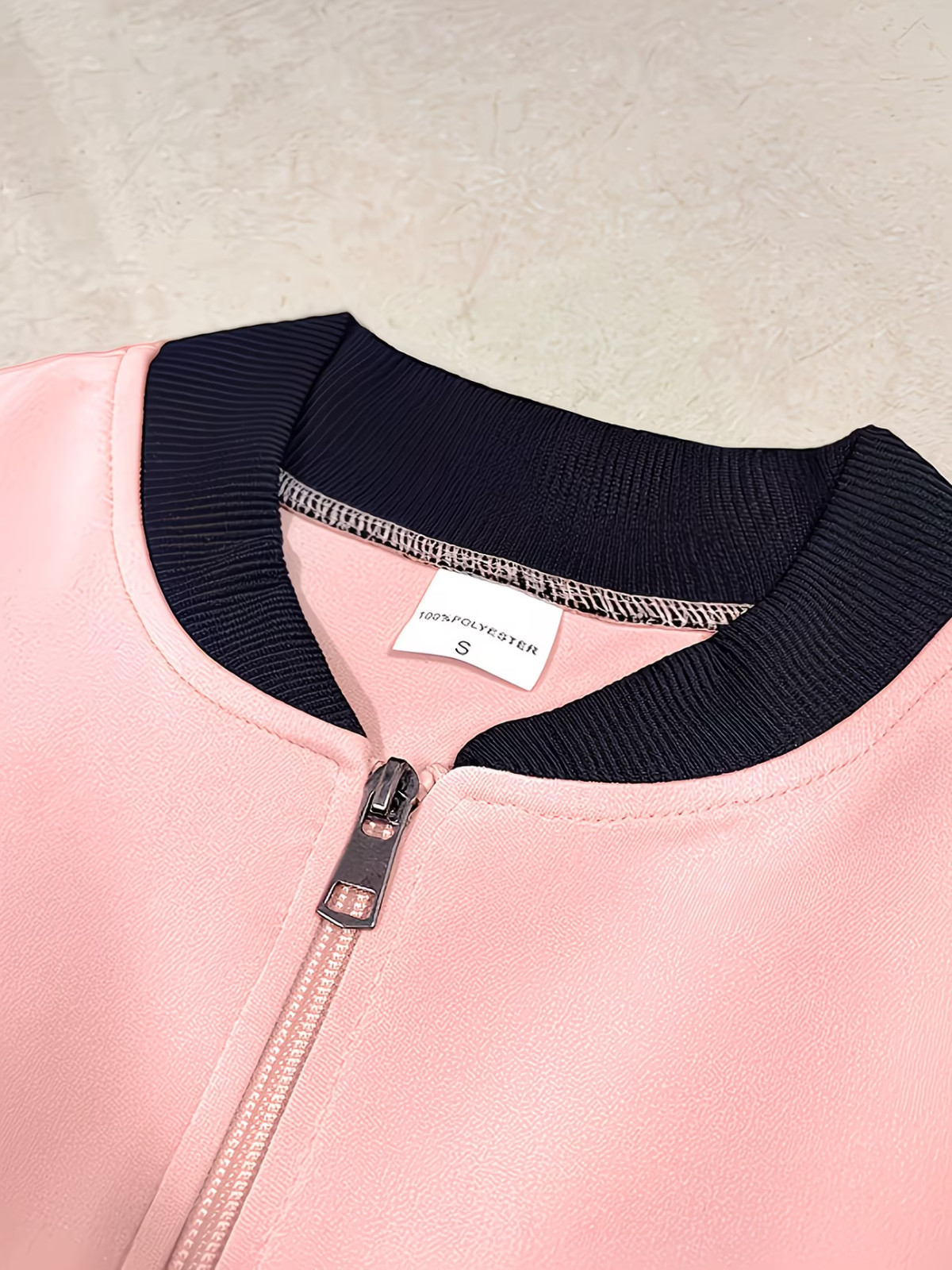 Pink Lady Womens Zip Jacket Size 12 14 Colour Block Loose Fit Pockets Coat