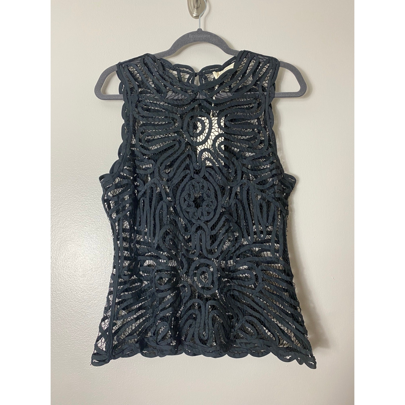 ULLA JOHNSON TOP 6 SHEER BLACK SILK RIBBON LACE EDGY GRUNGE FAIRY WHIMSIGOTH